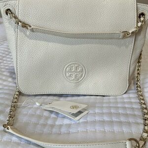 Tory Burch Elegant White Leather Chain Bag